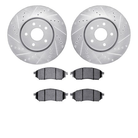 Dynamic Friction Co 7302-68010, Rotors-Drilled and Slotted-Silver with 3000 Series Ceramic Brake Pads, Zinc Coated 7302-68010